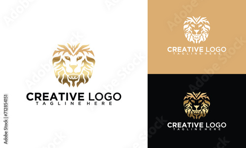 lion luxury logo icon template, elegant lion logo design illustration
