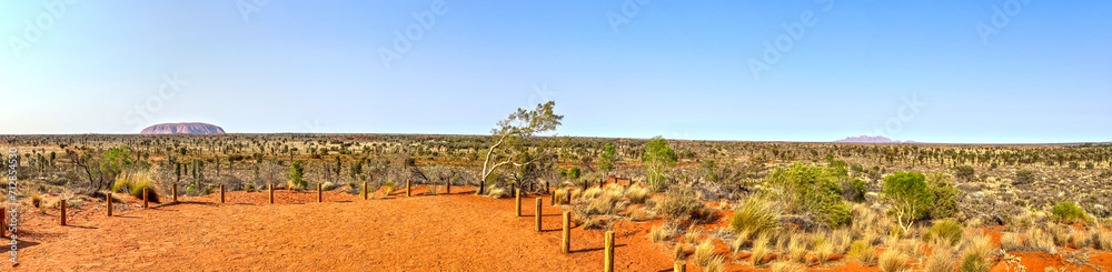 Panoramic view of Ayers and Kata Tjuta in Uluru Australia