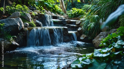 The sound of falling water creates a peaceful ambiance, perfect for deep breathing and relaxation.