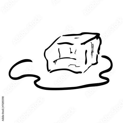 ice cube, hand draw doodle simple vector