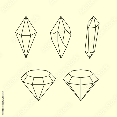 Jewels in volumetric linear style. Jewels in a modern style. 