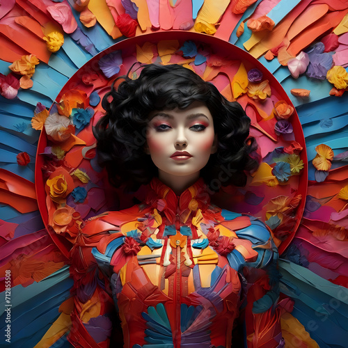 portrait of a girl in a traditional costume,Ai generated 
