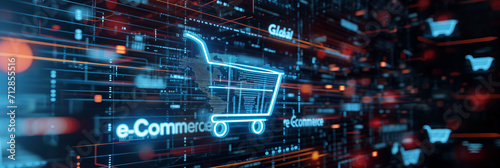 Distribution and logistics concept of global digital internet marketing and business e-commerce banner graphic concept showing global network and social media connection technology. Generative AI