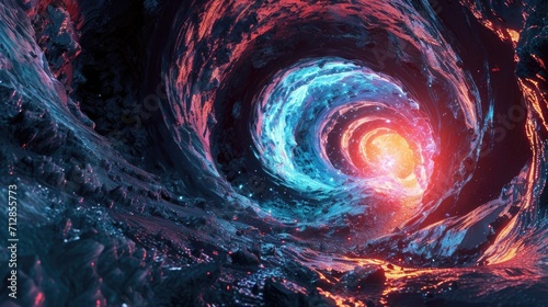 The neon spiral of a distant galaxy inviting us to imagine the wonders that lie beyond our reach photo
