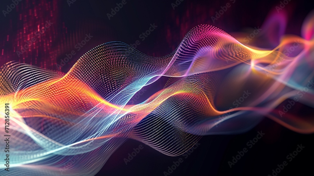 A dynamic and sophisticated sound wave abstract, with vibrant lines and curves that seem to flow effortlessly, evoking a sense of musical motion.