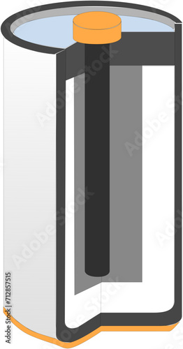 Illustration of inside a battery cell. Isolated on a white background. Vector Illustration.