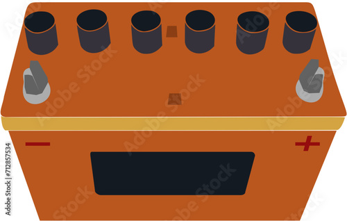 Old car battery in your next design. Accumulator vector illustration.