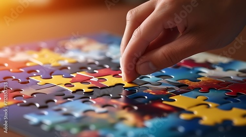 A jigsaw puzzle being put together, with a key piece representing the discovery puzzle