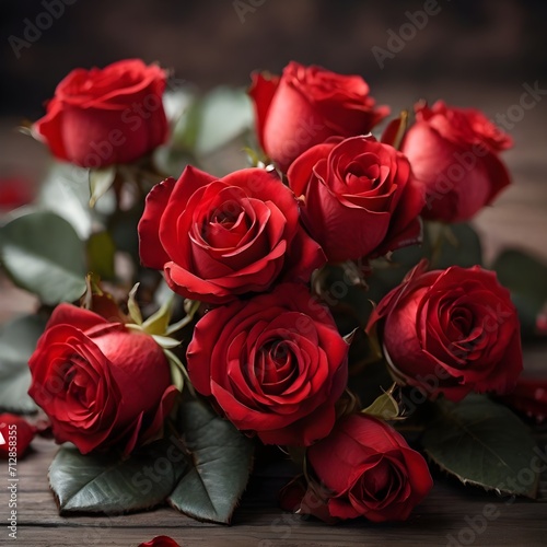 bouquet of red roses valentine day
