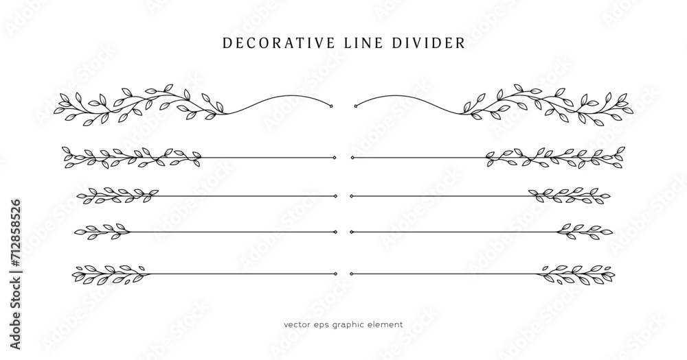 leaves vines line divider for text layout separator decoration vector element set