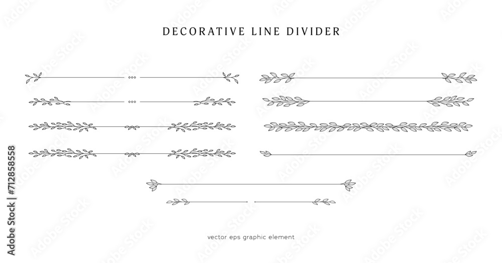 nature floral vine line divider for text layout separator decoration vector element set - obrazy, fototapety, plakaty 