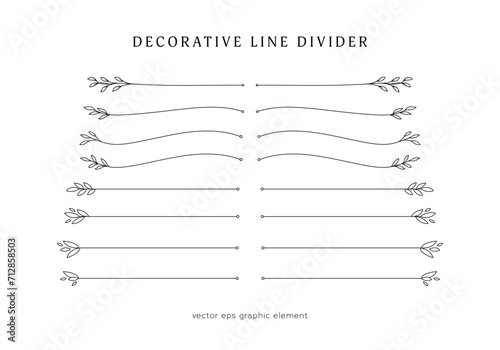 nature leaves line divider for text layout separator decoration vector element set