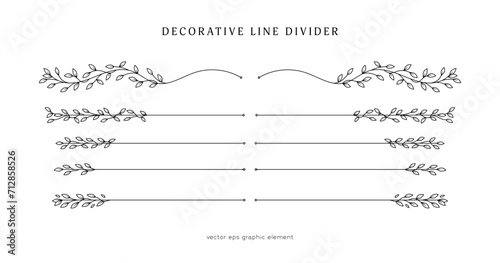 leaves vines line divider for text layout separator decoration vector element set