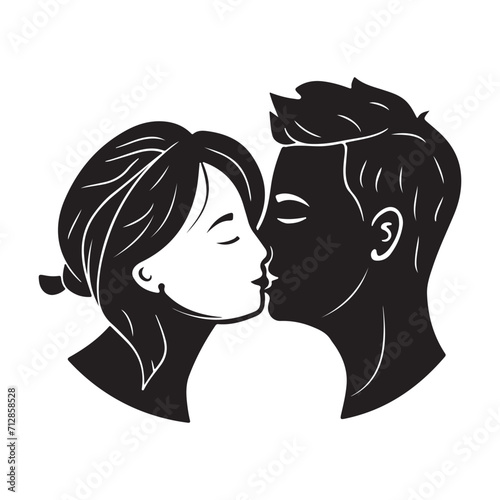 couple kissing silhouette vector illustration