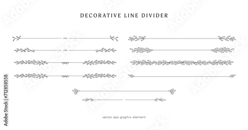 nature floral vine line divider for text layout separator decoration vector element set photo