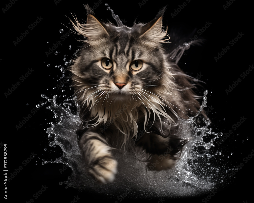 High-Speed Capture of a Cat is Aquatic Ballet