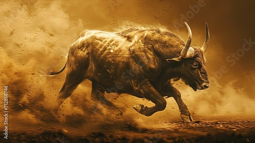 Buffalo Running on brown Background © Ariestia