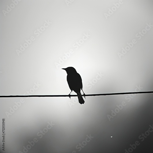 Black and white Style Bird on Wire © Ariestia