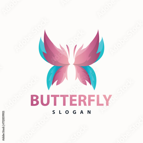 Butterfly logo design beautiful flying animal illustration vector simple minimalist colorful illustration