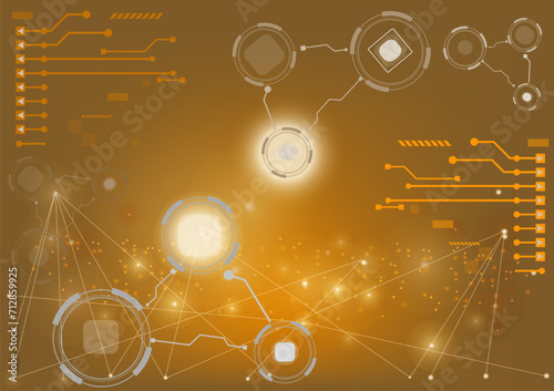 technology concept. Vector illustration, computer technology dark brown color background, Connection science background