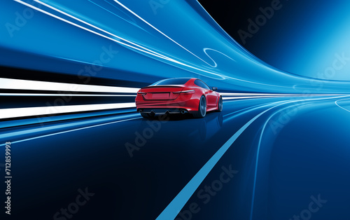 High-speed sports car and dynamic background,created with Generative AI tecnology.  © henvryfo