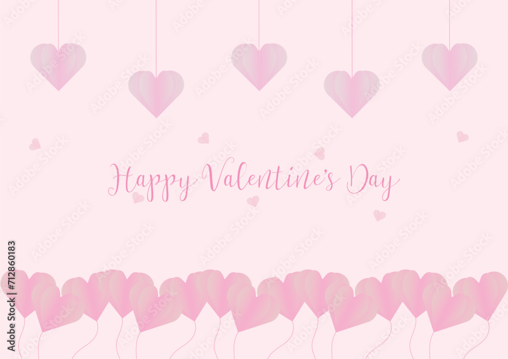 pink happy valentine day love heart card background design