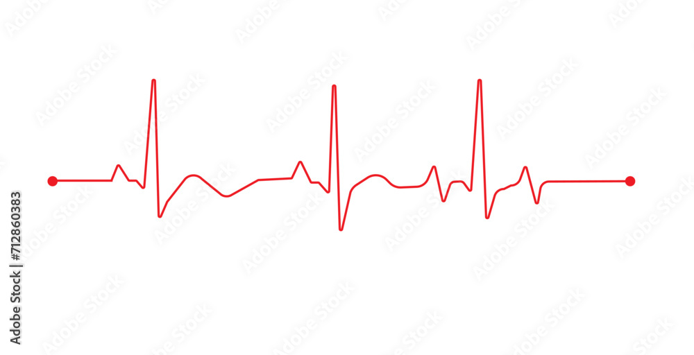 Red heartbeat line icon isolated on white background. Pulse Rate Monitor. Vector illustration.