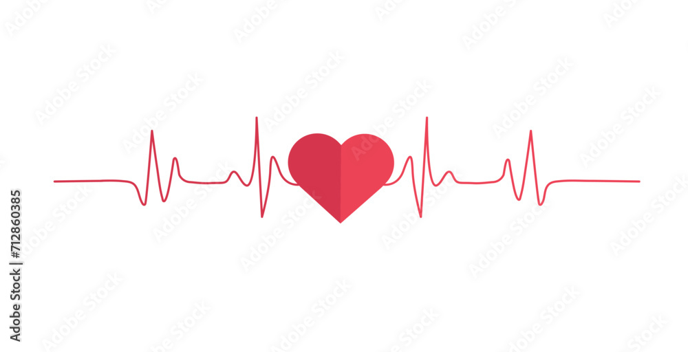 Heartbeat Line isolated on white background. Heart icon. Vector illustration. Heartbeat Line isolated on white background. Heart icon. Vector illustration.