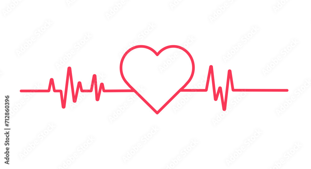 Heartbeat Line isolated on white background. Heart icon. Vector illustration.
