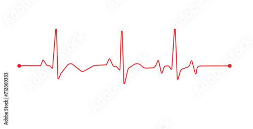 Red heartbeat line icon isolated on white background. Pulse Rate Monitor. Vector illustration.
