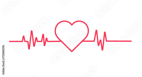 Heartbeat Line isolated on white background. Heart icon. Vector illustration.