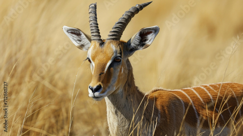 Closeup of an antelopes delicate ears flattened against its head trying to shield itself from the harsh winds as it struggles to maintain its footing