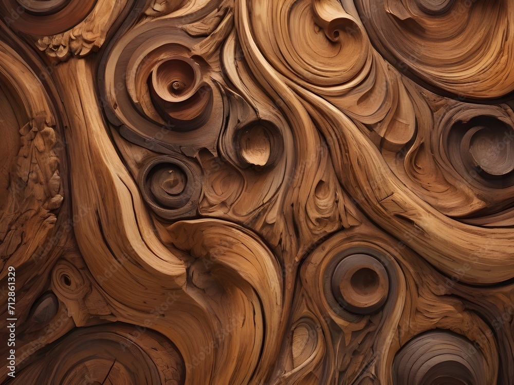 Elegant Wooden Carvings: A Close-Up of Intricate Artistry and Craftsmanship