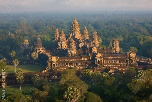 Angkor Wat temple in Cambodia  aerial view