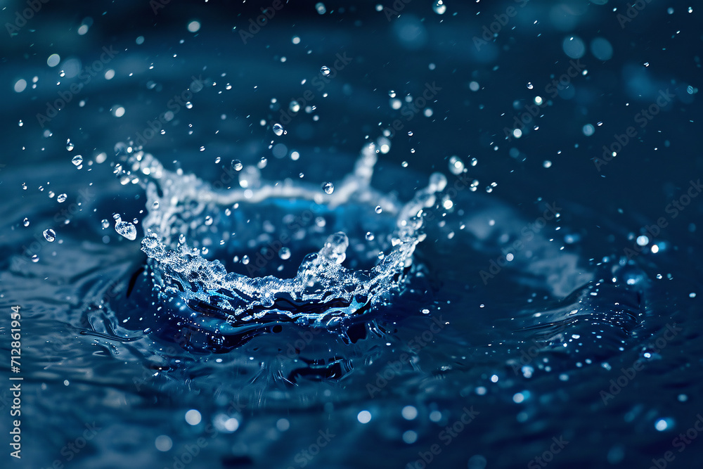 Blue is elegant. Macro view of liquid circles and ripples on calm water background Blue is elegant. Macro view of liquid circles and ripples on calm water background