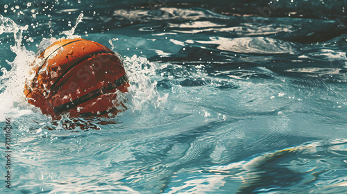 A waterlogged basketball soars through the air, capturing the thrill and fluidity of outdoor sports like water polo and swimming © Daniel