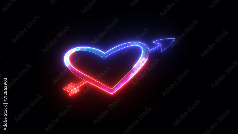 Bright neon love heart background. Suitable for valentine's day greeting card. Romantic valentine's day background 