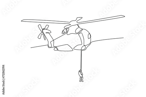 One continuous line drawing of First aid, emergency concept. Doodle vector illustration in simple linear style.