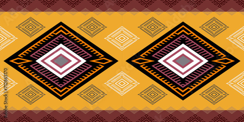 Geometric ethnic pattern seamless flower color oriental. seamless pattern. Design for fabric, curtain, background, carpet, wallpaper, clothing, wrapping, Batik, fabric,Vector illustration