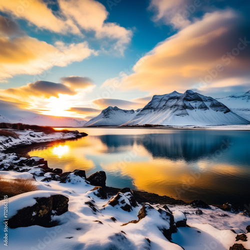 the-view-from-in-iceland-right-on-a-lake-during-wintertime-with-stunning-views-of-the-lake-and-surro