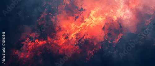 Nature's fury erupts in a fiery blaze, painting the sky with a blazing red as a volcano unleashes its heat and smoke