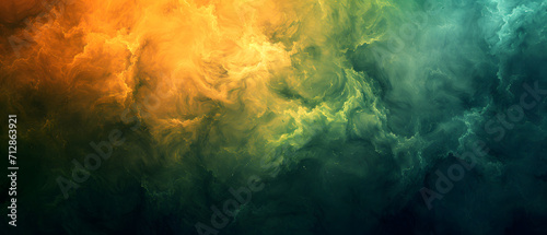 Foto A serene forest glows with a mystical aura as a vibrant yellow and green smoke e
