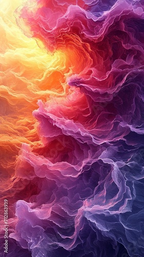 A vibrant sunrise liquid abstract 3D extrusion, with soft pinks, oranges, and yellows, resembling the dawn sky.