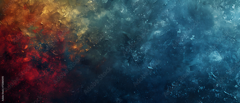 A vibrant display of the cosmos, with deep blues and fiery oranges swirling together in an otherworldly dance