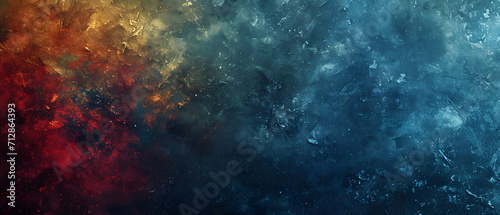 A vibrant display of the cosmos  with deep blues and fiery oranges swirling together in an otherworldly dance