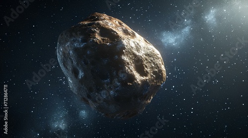 Giant space rock meteorite found in solar system asteroid belt. generative AI