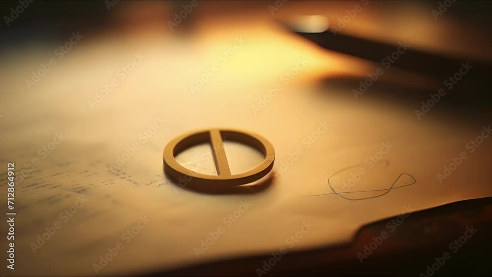 Closeup of a pencil writing on a sheet of paper, drawing a peace symbol. Closeup of a pencil writing on a sheet of paper, drawing a peace symbol.