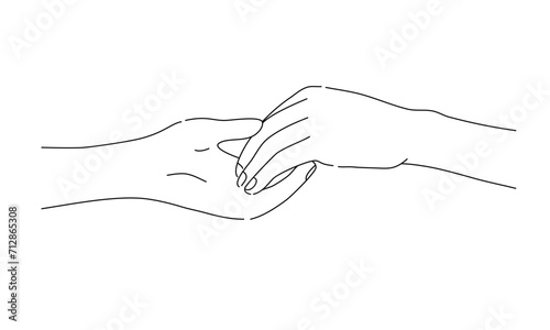 Helping hand outline vector illustration.