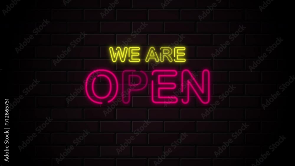 4K Neon 'We Are Open' Sign Animation: Dynamic Light Display for Eye-Catching Visuals and Marketing Impact 4K Neon 'We Are Open' Sign Animation: Dynamic Light Display for Eye-Catching Visuals and Marketing Impact