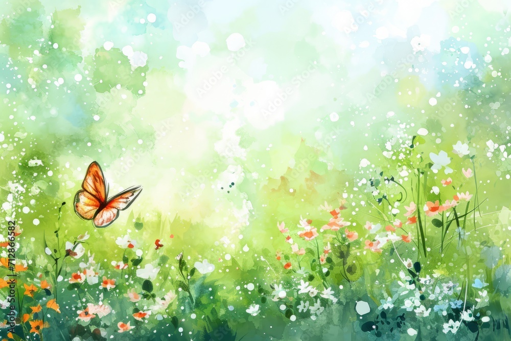 Watercolor spring background